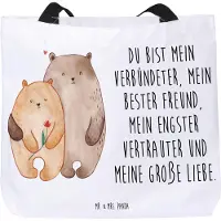 Mr. & Mrs. Panda Tote Bag Bären Liebe - Weiß - Geschenk, Stoffbeutel, Freundin, Verknallt, Einkaufstasche, Ehe, Tasche, Strandtasche, Bär, Tragetasche, Hochzeitstag