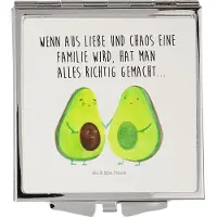 Mr. & Mrs. Panda Reise Spiegel Avocado Pärchen - Weiß - Geschenk, Kinder, Liebe, Schminkspiegel, Quadratischer, Babyparty, Handspiegel, Hochzeit, Klappspiegel