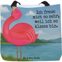 Mr. & Mrs. Panda Tote Bag Flamingo Stolz Design - Weiß - Geschenk, Strandtasche, Beste Freundin, Mama, Einkaufstasche, Schultasche, Rosa, Tasche, Laptoptasche, Tochter