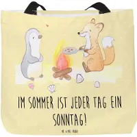 Mr. & Mrs. Panda Schultasche Sommer Sonntag - Gelb Pastell - Geschenk, Tasche, sternenklare Nächte, Wetter während des Jahres, Natur, Gemütlichkeit, Sommerferien, Kamin