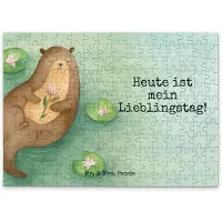 Mr. & Mrs. Panda Puzzle Otter Seerose Design 192 Teile - Weiß - Geschenk, Seeotter, Lieblingstag, 500, 1000, 1500, Wasser, Fluss, 300, 2000