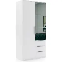 FURMEB Patryk Hojka FurMeb24 Schrank FLORENCJA 100X245 cm Kleiderschrank mit Spiegel - Wei