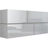 Furniture24 Hängekommode Goya Sideboard 170 cm mit 4 Klappen Wohnzimmerschrank Schwarz/Schwarz Hochglanz/Sonoma Eiche