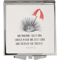 Mr. & Mrs. Panda Schminkspiegel Seeigel - Weiß - Geschenk, Taschenspiegel, Lebe, Selbstakzeptanz, Leben, Handspiegel, Meer, Achtsamkeit, Selbstliebe, Klappspiegel