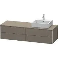 Duravit XSquare Konsolenwaschtischunterbau wandhängend, 4 Schubkästen, Becken rechts, 1600x400x548mm, XS4914R9090, Farbe: Flannel Grey Seidenmatt Lack