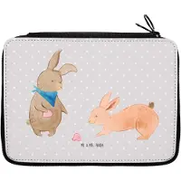 Mr. & Mrs. Panda Federmappe Hasen Muschel - Grau Pastell - Geschenk, Federmäppchen, Ferien, Stifteetui, Freundin, Muscheln, Strand, Urlaub, Muttertag, Federtasche, Etui