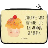 Mr. & Mrs. Panda Schreibmappe Cupcake - Gelb Pastell - Geschenk, Federtasche, Federmäppchen, Schlamper, reiseetui, Küche Deko, Stifte Etui, Cupcakes, Lustige Sprüche