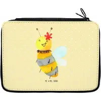 Mr. & Mrs. Panda Bleistiftetui Biene Blume - Gelb Pastell - Geschenk, Federtasche, Federmappe, Schüleretui, Etui, Mäppchen, Schlampermäppchen