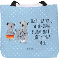 Mr. & Mrs. Panda Strandtasche Koala Familie - Blau Pastell - Geschenk, Stoffbeutel, Kinder, Tasche, Laptoptasche, Family, Mama, Reisetasche, Muttertag, Tote Bag, Beutel