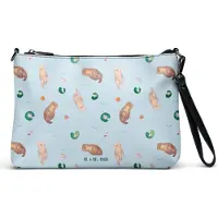 Mr. & Mrs. Panda Handtasche Otter Muschel - Blau - Geschenk, Damen Umhängetasche, Schultertasche, Kleine, Büro, Seeotter, Träumen, Motivation, Tasche