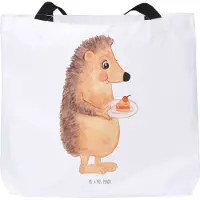 Mr. & Mrs. Panda Tote Bag Igel Kuchenstück - Weiß - Geschenk, Einladung Party, Laptoptasche, Strandtasche, Stoffbeutel, Tasche, Lustige Sprüche, Kuchen, Geburtstagskuchen