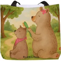 Mr. & Mrs. Panda Tote Bag Bär Kind Design - Weiß - Geschenk, Familie, Muttertag, Bären, Schultasche, Beutel, Reisetasche, Strandtasche, Tasche, Mama
