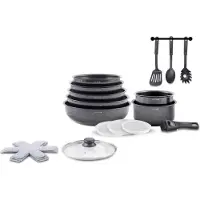 Art & Cuisine Kochgeschirr Set, 18-teilig, Aluminium, Antihaftbeschichtung, Induktionsgeeignet, Abnehmbarer Griff, AC1824