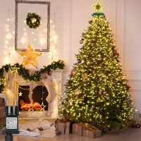 Lapalife 2m LED Weihnachtsbaum Lichterkette mit Stern, Warmweiß 8 Lichtmodi Timer Wasserdicht Weihnachtsbeleuchtung für Weihnachten Party Garten Deko