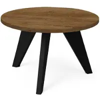 Dekori.Interiors Runder Couchtisch Schwarz LORA 75 cm, Eiche Lefkas mit Buchenholzgestell – minimalistisch, skandinavisch