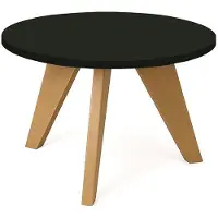 Dekori.Interiors Runder Couchtisch Schwarz LORA 75 cm mit Buchenholzgestell in Buche Natur – minimalistisch, skandinavisch