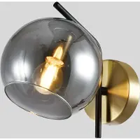 KOBI Wandlampe SMOKE K 1xE14 Glas Esche Schirm Elegante Lampe