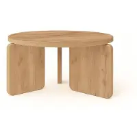 Dekori.Interiors Runder Couchtisch TAO 75 cm, Eiche Craft Golden mit Buchenholzgestell – moderner Sofatisch, Skandi, Loft