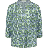 Cartoon Casual-Bluse mit Muster in Green/Blue | Gr.: 46