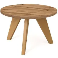 Dekori.Interiors Runder Couchtisch LORA 75 cm, Eiche Wotan mit Buchenholzgestell – minimalistisch, skandinavisch