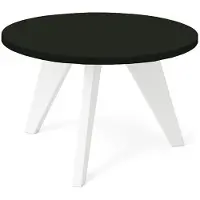 Dekori.Interiors Runder Couchtisch Schwarz LORA 75 cm mit weißem Buchenholzgestell – minimalistisch, skandinavisch