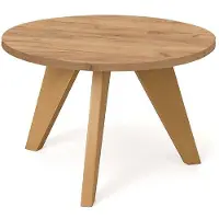 Dekori.Interiors Runder Couchtisch LORA 75 cm, Eiche Craft Golden mit Buchenholzgestell – minimalistisch, skandinavisch