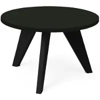 Dekori.Interiors Runder Couchtisch Schwarz LORA 75 cm mit Buchenholzgestell – minimalistisch, skandinavisch