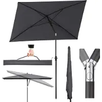 Sekey Sonnenschirme Balkonschirm 210 x 140 cm Rechteckig Kippbar Höhenverstellbar mit Schutzhülle UV Schutz UPF50 für Terrasse und Garten, Grau
