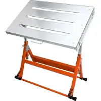 SucceBuy -Schweißtisch, 30 x 20 Zoll, 400 lbs Tragkraft, Stahlwerkbank mit Rädern, klappbare Werkbank mit 1,1 Zoll Schlitzen, 3 Neigungswinkeln, einstellbarer Höhe und einziehbaren Führungsschienen