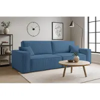 VENASI Schlafsofa mit Schlaffunktion Hugo, Blau Cordstoff