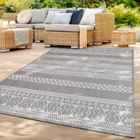 TT Home In-& Outdoor Teppich Wetterfest Balkon Küche Wohnzimmerteppich Boho Geometrisches Design Skandi Modern Größe 120x160 cm