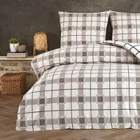 Buymax Bettwäsche Bettbezug 155x220 cm, Kopfkissenbezug 80x80 cm 2 teilig Deckenbezug Set aus 100% Baumwolle Biber Flanell Winter mit Reissverschluss