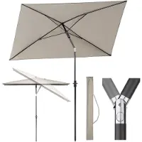 Sekey Sonnenschirm Balkonschirm 210 x 140 cm Rechteckig Kippbar Höhenverstellbar mit Schutzhülle UV Schutz UPF50 für Terrasse und Garten, Taupe