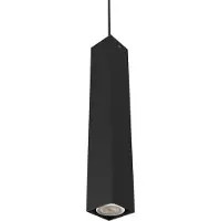 Lumicom Minimalistische, monolithische Pendelleuchte Cube, Epoxidpulver lackiert, 40 cm hoch, 6 cm breit, GU10-Fassung