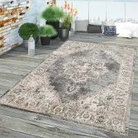 TT Home In-& Outdoor Teppich Küche Wohnzimmer Wetterfest Balkon Terrasse Modernes Vintage Design Abstrakt Größe 60x100 cm