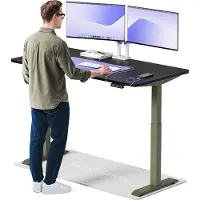 Desktronic HomeOne Elektrisch höhenverstellbarer Schreibtisch 160x80cm Grün/Schwarz mit Memory-Funktion, Anti-Kollisions Technologie, USB-A und USB-C-Ladeanschlüssen