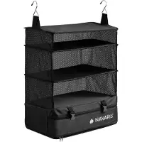 Navaris Koffer Organizer hängend - Compression Packing Cubes - Packwürfel - Kofferorganizer Packtaschen Koffer - Rucksack Organizer - Schwarz