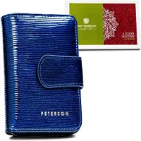 Peterson Damen-Geldbeutel aus Leder, RFID-geschützt, vertikal, blau, 12,5 x 8,5 cm