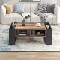 OKWISH Couchtisch Holztisch Moderner Sofatisch Kaffeetisch (doppelseitiger Stauraum, Mit Staufächern auf beiden Seiten), mit Eine grifflose Schublade