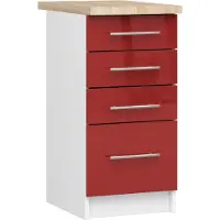 Akord Küchenschrank OLIWIA S40 Weiß 40 cm Front Rot Glanz B40 x H85 x T46 cm