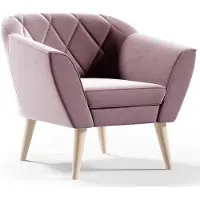 Sofello GUTTO Sessel aus Velour Samt rosa KARO Relaxsessel Fernsehsessel im Skandinavischen Stil Polstersessel auf hohen Holzbeinen hohe Füẞe moderne Steppung