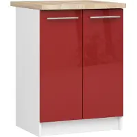 Akord Küchenschrank OLIWIA modular S60 Weiß 60 cm Rot Glanz B60 x H85 x T46 cm