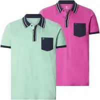 Jan Vanderstorm Poloshirt "Doppelpack Poloshirt SKALLE", Herren, Gr. XXL, grün (hellgrün pink), Obermaterial: 100% Baumwolle CO., Shirts Poloshirt