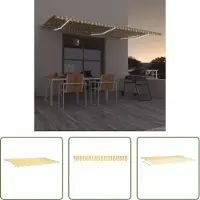 The Living Store Markise Manuell Einziehbar mit LED 600x300 cm Gelb und Weiß