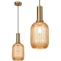 Toolight Pendellampe App458 Metall - Glas Orange E27 1-Punkt Leuchtend