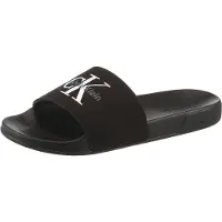 Calvin Klein Pantolette "ESS SLIDE CV WN", Damen, Gr. 39, schwarz, Baumwolle, Textil, Basic, Schuhe Pantolette, Sommerschuh, Poolslides, Pantolette, Strandschuh mit Logoschriftzug