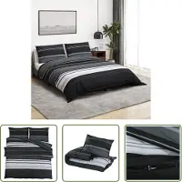 The Living Store Bettwäsche-Set Schwarz und Weiß 225x220 cm Baumwolle