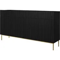 Bogart Kommode Nicole geriffelt 4 Schubladen 200x105x45 cm Wohnzimmer Schwarz / Gold