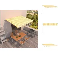 vidaXL Markise Automatisch Einziehbar 450x300 cm Gelb und Weiß - Markisen