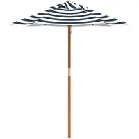 Syfax Kindersonnenschirm, UV-Schutz & Regenschutz, Polyester Bezug, Hartholz Mast Ø32mm, Blau-Weiß, Ø120x140 cm